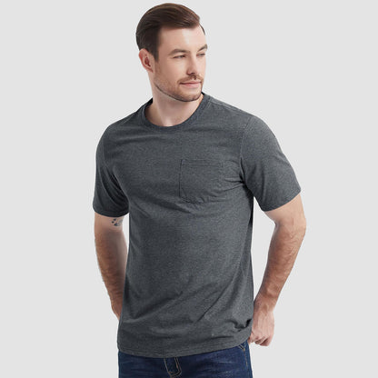 Men's Short Sleeve Pocket T-Shirts Cotton Crew neck Tee