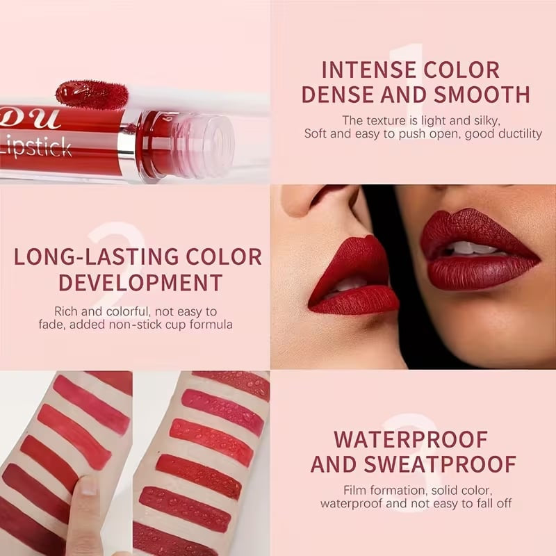 🔥Final Day Sale！🎈 10Pcs Matte Waterproof Long Lasting Lip Gloss ✨