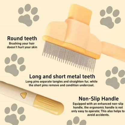 🔥 BUY 1 GET 1 FREE ⏰ Limited Time Only 🐾 Self-Cleaning Pet Comb for Dogs & Cats | Effortless Grooming, Detangling & Flea Prevention ✨ One-Touch Hair Release Button