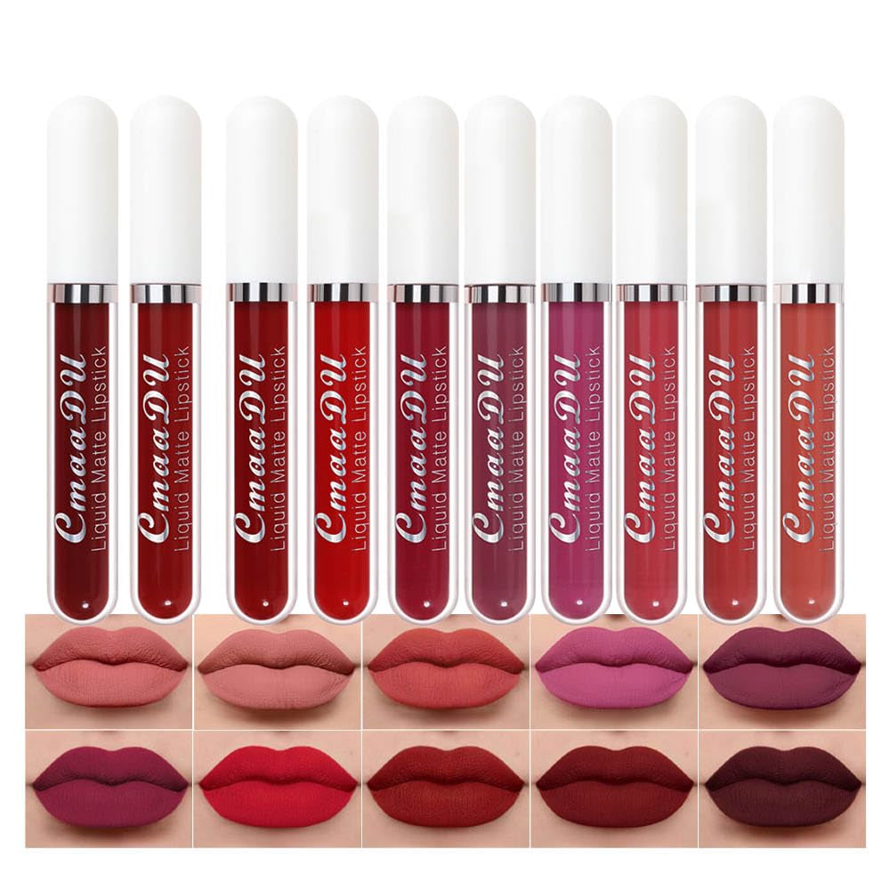 🔥Final Day Sale！🎈 10Pcs Matte Waterproof Long Lasting Lip Gloss ✨