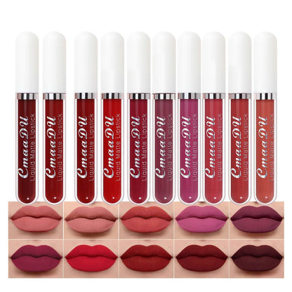 🔥Final Day Sale！🎈 10Pcs Matte Waterproof Long Lasting Lip Gloss ✨