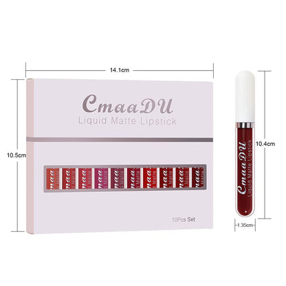 🔥Final Day Sale！🎈 10Pcs Matte Waterproof Long Lasting Lip Gloss ✨
